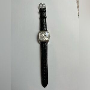 David Yurman SS 25mm Magnified Pave Diamond Numbers watch black crocodile band